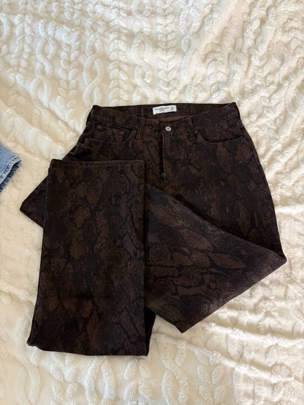 Abercrombie low rise baggy jeans in snake print